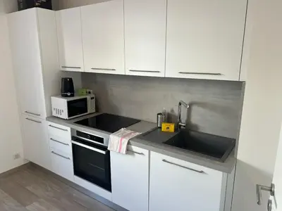 Cuisine ou kitchenette dans l'établissement Very nice apartment Huningue - close to Basel