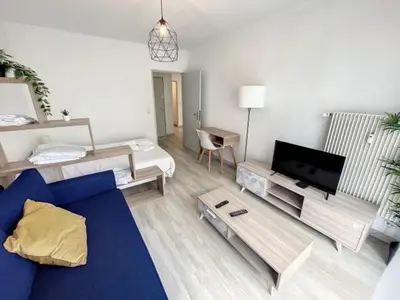 Un ou plusieurs lits dans un hébergement de l'établissement Le Bâle 11 Appartement 4 Pers Saint-Louis Parking