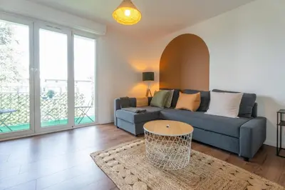 Coin salon dans l'établissement Le Riedisheim Bel Appartement Gare Mulhouse