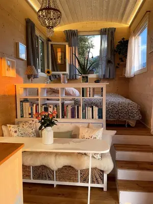 Coin salon dans l'établissement Tiny House Elsass - Natur, Ruhe & Erholung