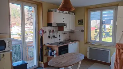 Cuisine ou kitchenette dans l'établissement Appartement confortable à La Bresse avec terrasse