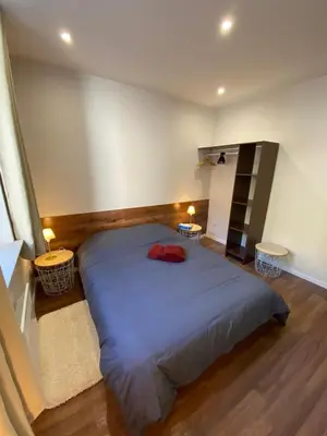 Un ou plusieurs lits dans un hébergement de l'établissement Appartement moderne et cosy - Le Refuge du Bonhomme