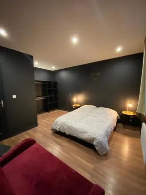 Un ou plusieurs lits dans un hébergement de l'établissement Appartement moderne et cosy - Le Refuge du Bonhomme