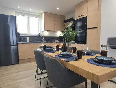 Cuisine ou kitchenette dans l'établissement Appartement Familial- T3 LUXE- Borne VE- Recharging Station - 5min de la Gare- Colmar
