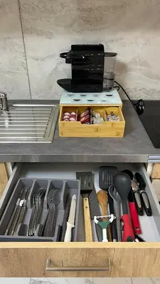 Cuisine ou kitchenette dans l'établissement Apartment Ebersheim France