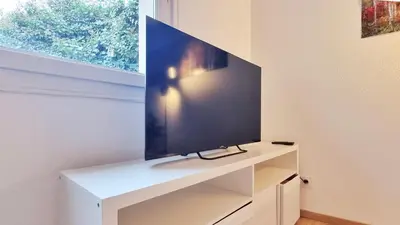 Télévision ou salle de divertissement dans l'établissement Les Bouleaux d'Alsace - Parking