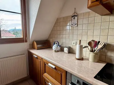 Cuisine ou kitchenette dans l'établissement Spacieux appartement calme au coeur de Rouffach