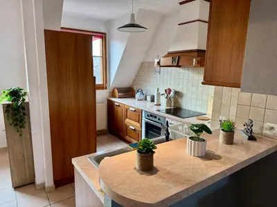 Cuisine ou kitchenette dans l'établissement Spacieux appartement calme au coeur de Rouffach