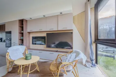 Cuisine ou kitchenette dans l'établissement Lodge Belle Hutte - Proche des Pistes