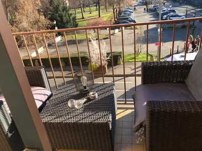 Balcon ou terrasse dans l'établissement Appartement moderne esprit loft avec balcon centre Colmar proche gare et Place Rapp