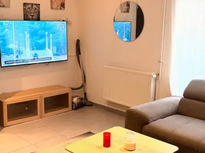 Télévision ou salle de divertissement dans l'établissement Charmant T2 à Audincourt 5 minute de Montbéliard