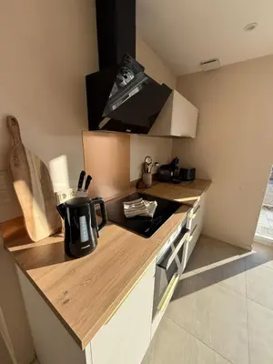 Cuisine ou kitchenette dans l'établissement Hébergement proche Europa-Park Au fil du Rhin