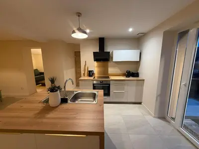 Cuisine ou kitchenette dans l'établissement Hébergement proche Europa-Park Au fil du Rhin