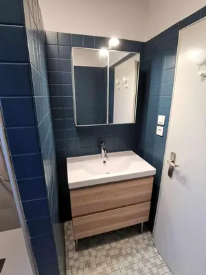Salle de bains dans l'établissement Gîte le repos d'Osiris à Baldenheim - #Alsace