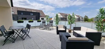 Balcon ou terrasse dans l'établissement Le gîte des maraîchers