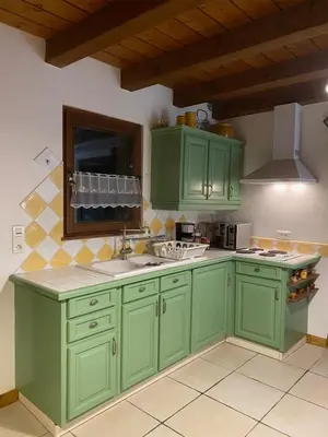Cuisine ou kitchenette dans l'établissement Gîte Dreiviertelacker