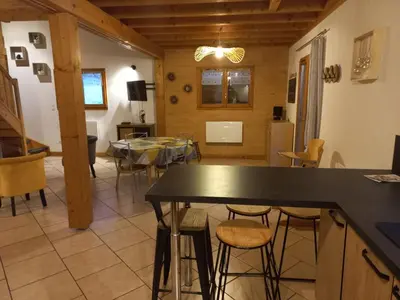 Coin salon dans l'établissement Chalet tout confort 1-7 personnes
