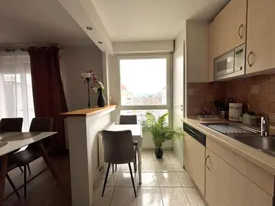 Cuisine ou kitchenette dans l'établissement Serene Apartment by the Basel Border
