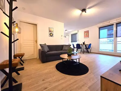 Coin salon dans l'établissement Jazz & Colmar - T2 - Free Parking - Centre ville- Colmar