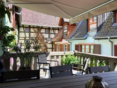 Balcon ou terrasse dans l'établissement Apartment Bartholdi in Reichenweier by Interhome
