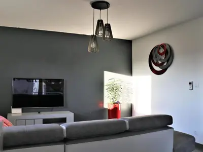 Coin salon dans l'établissement Maison familiale spacieuse, animaux acceptés à Oberentzen - FR-1-744-51