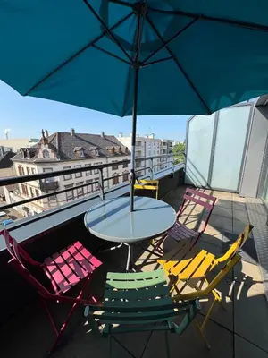 Balcon ou terrasse dans l'établissement Duplex 70 sqm 5mn from Basel 1 free parking