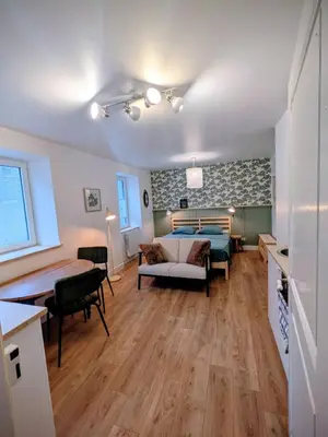 Coin salon dans l'établissement Le studio du rempart, appartement cosy au coeur de village
