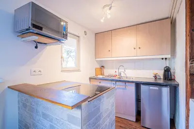 Cuisine ou kitchenette dans l'établissement Loft Cocon d'Alsace - Cour intérieure au calme