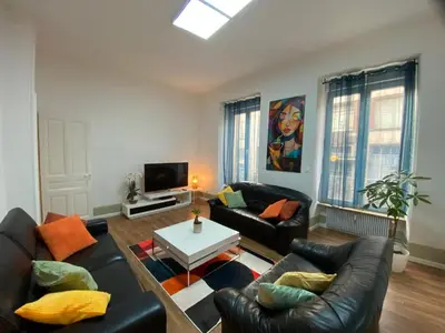Télévision ou salle de divertissement dans l'établissement Bright and spacious apartment, Belfort center