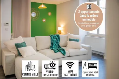Coin salon dans l'établissement La Canopée - Parking - Centre ville - Netflix - 6 pers - 66m2