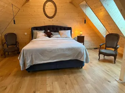 Un ou plusieurs lits dans un hébergement de l'établissement Chalet in Grand Rue Ranspach le Haut