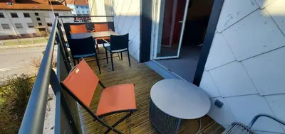 Balcon ou terrasse dans l'établissement Spacieux duplex avec terrasse très apprécié des voyageurs au cœur de la Bresse - de 2 à 8 personnes