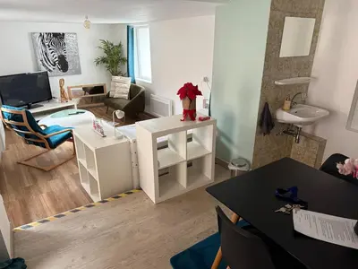 Coin salon dans l'établissement Maison atypique Alsacienne