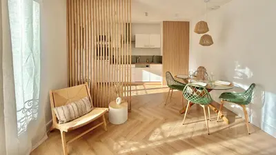 Coin salon dans l'établissement Appartement, climatisé, Netflix, centre