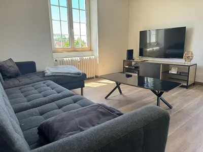 Télévision ou salle de divertissement dans l'établissement Appartement proche Mulhouse, free parking