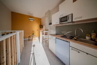Cuisine ou kitchenette dans l'établissement Val Saint Gregoire 67 Charmant Souplex 2 Pers Colmar