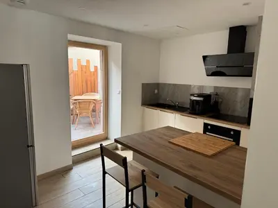 Cuisine ou kitchenette dans l'établissement Gîte au clocher vrillé