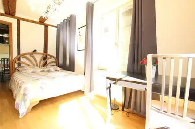 Un ou plusieurs lits dans un hébergement de l'établissement Colmar Historic Center - Alsacian Appartement PETITE VENISE 1 - BookingAlsace