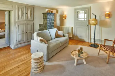 Coin salon dans l'établissement Pêche de Vigne & Spa