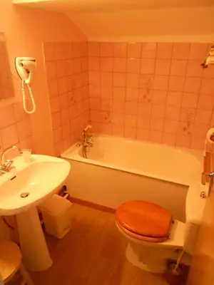 Salle de bains dans l'établissement Hôtel L'Orée du Bois