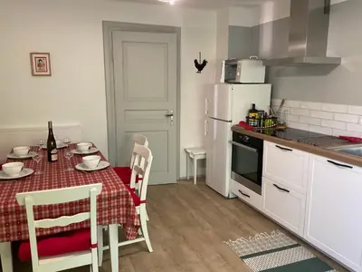 Cuisine ou kitchenette dans l'établissement Gite du Vignoble