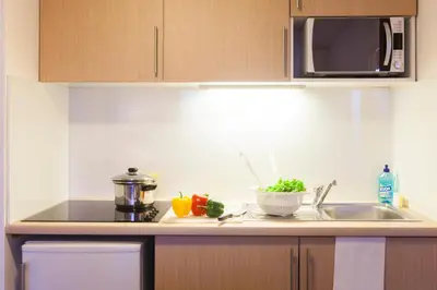 Cuisine ou kitchenette dans l'établissement Aparthotel Adagio Access Saint Louis Bâle