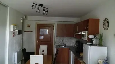 Cuisine ou kitchenette dans l'établissement Le Roi du Sundgau près de la Horse - Mooslargue