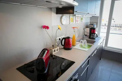 Cuisine ou kitchenette dans l'établissement En attique - Residence le Ronsard