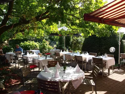 Jardin de l'établissement Hotel Restaurant Aux Sapins