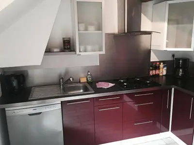 Cuisine ou kitchenette dans l'établissement Gîte Elisa et Léna