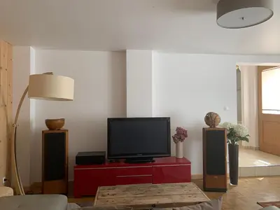 Télévision ou salle de divertissement dans l'établissement Les Hirondelles