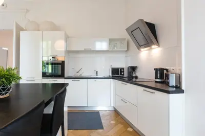 Cuisine ou kitchenette dans l'établissement Luxueux Appartement Haussmannien Centre Ville