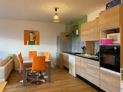 Cuisine ou kitchenette dans l'établissement Gites d'Illfurth