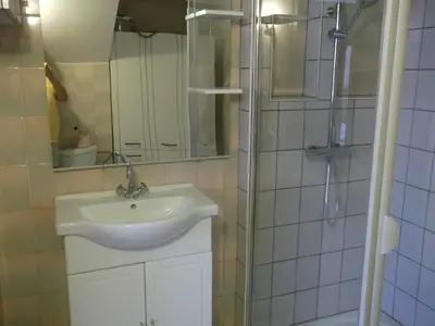 Salle de bains dans l'établissement Gite les Rosiers